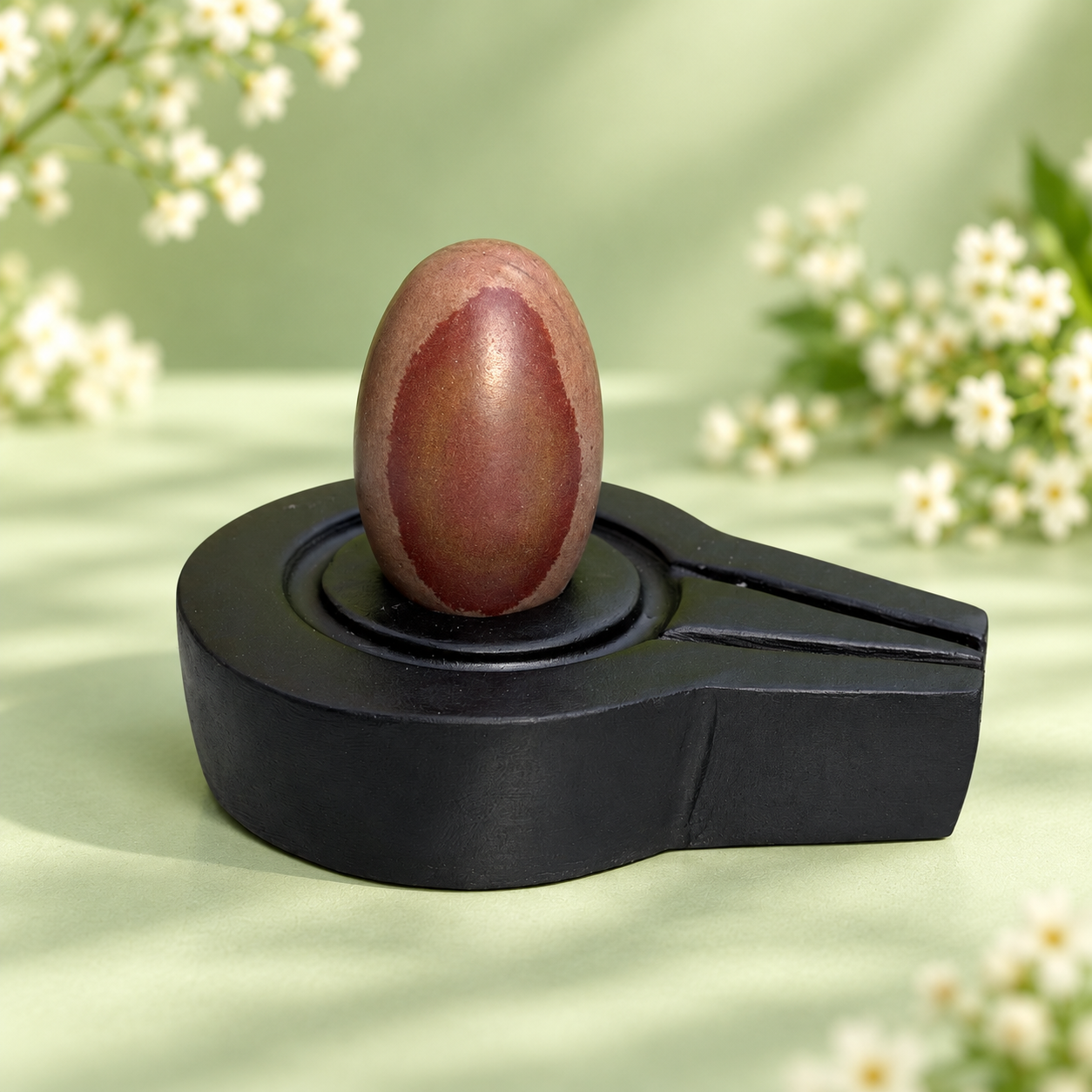 Narmadeshwar Shivling, 1.5″ height · 3″ Jaladhari