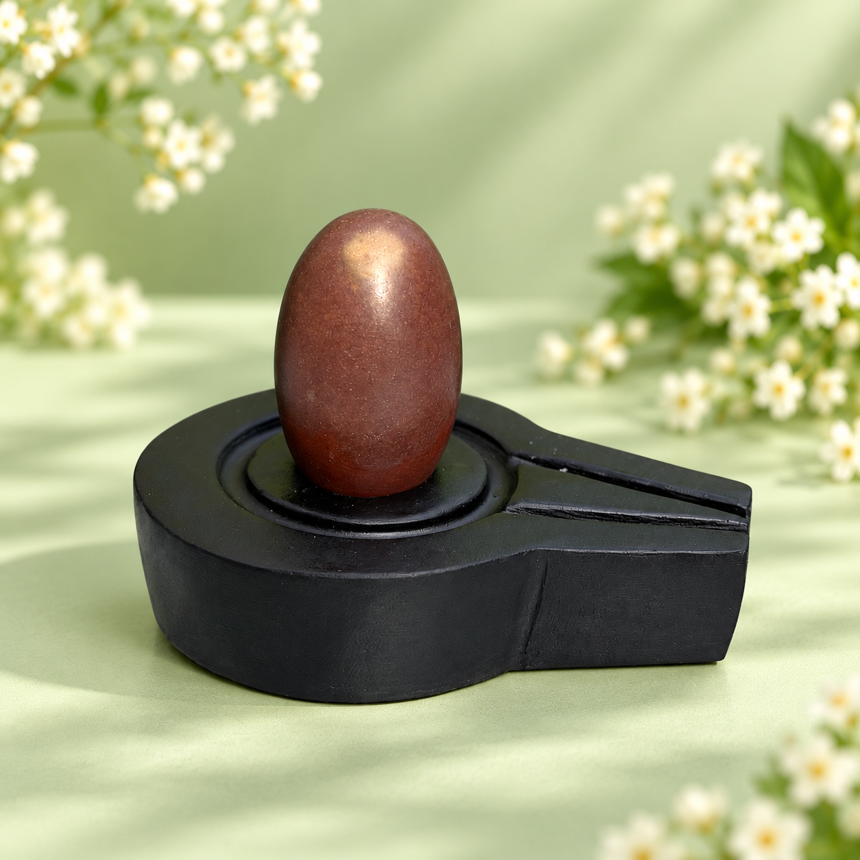 Narmadeshwar Shivling, 1.5″ height · 3″ Jaladhari