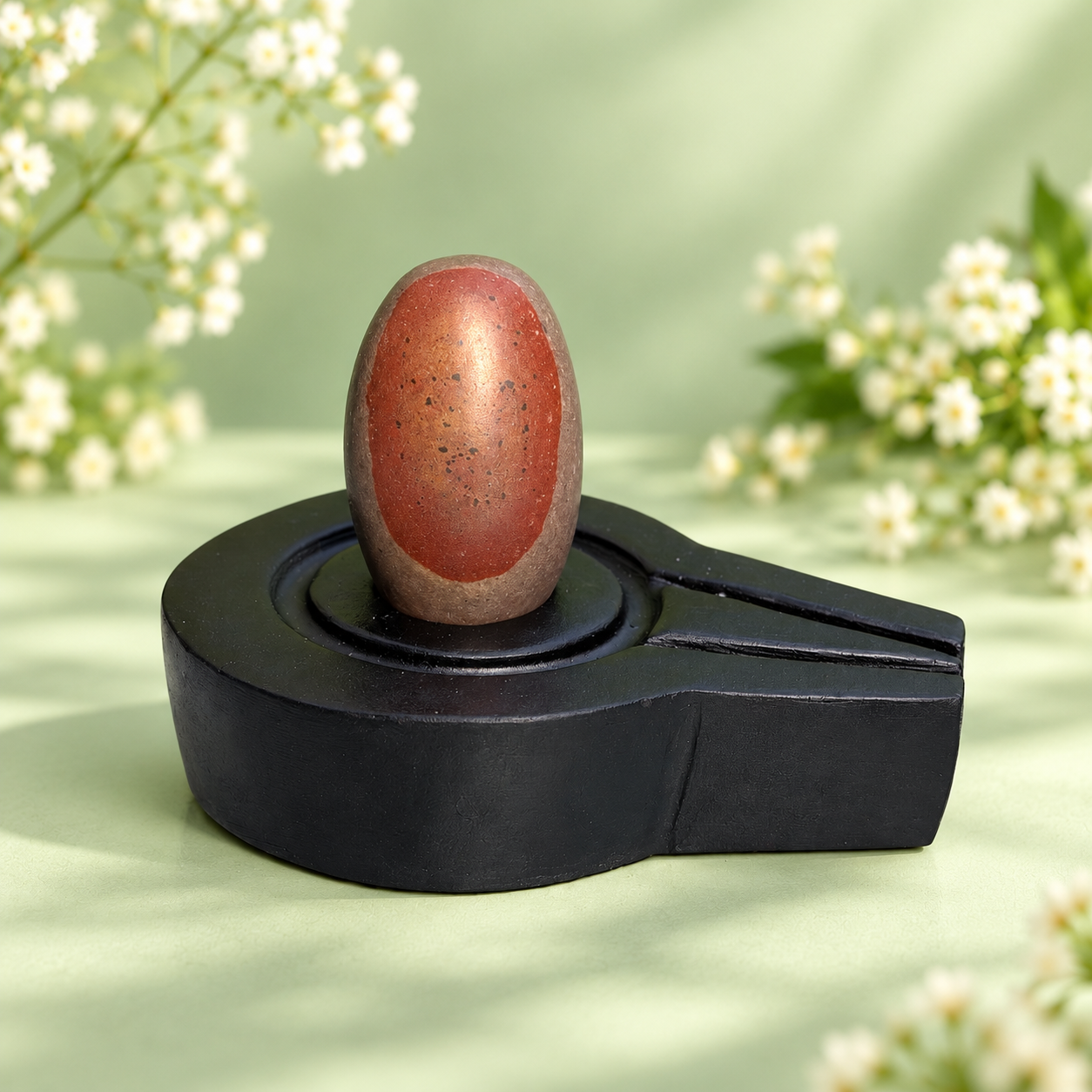 Narmadeshwar Shivling, 1.5″ height · 3″ Jaladhari