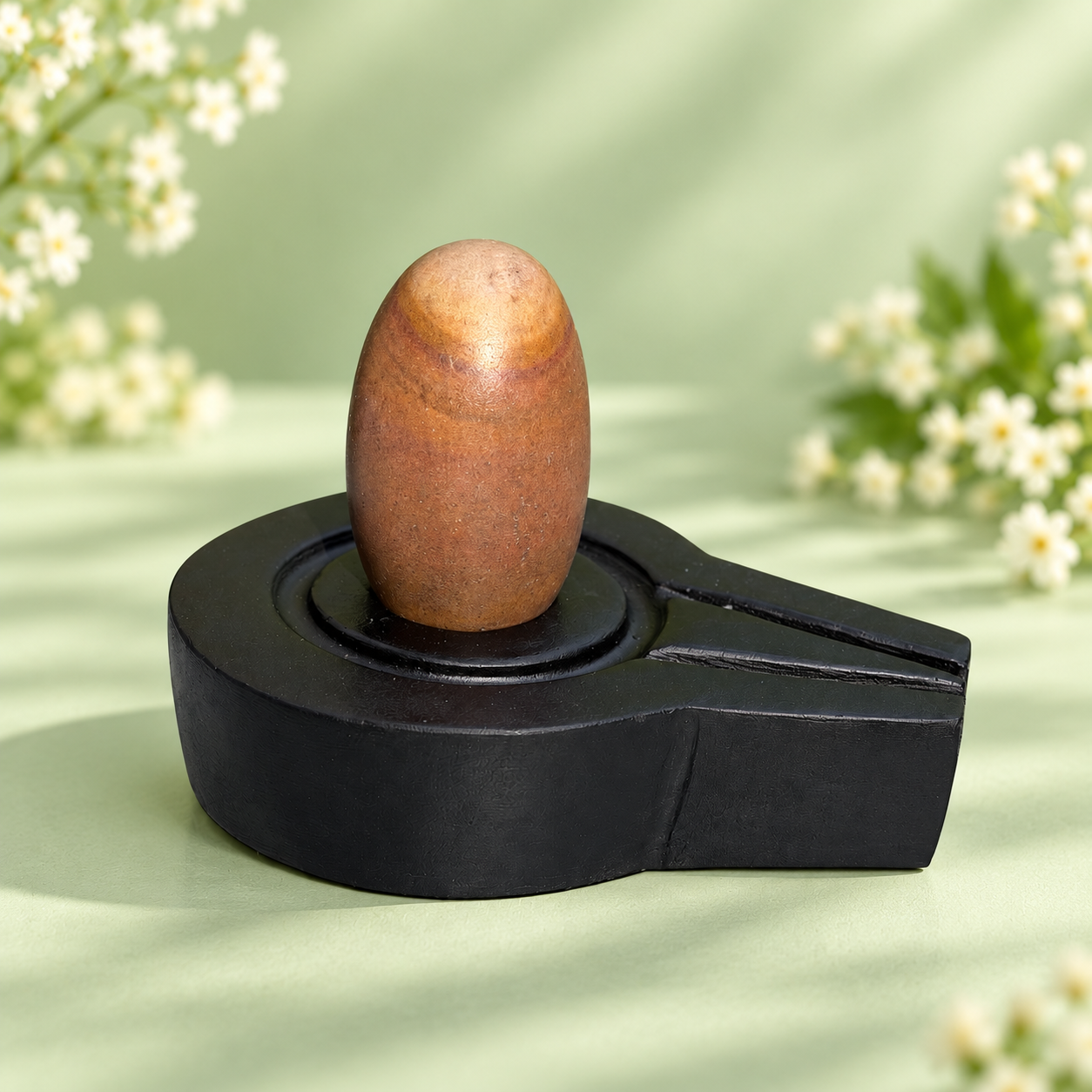 Narmadeshwar Shivling, 1.5″ height · 3″ Jaladhari