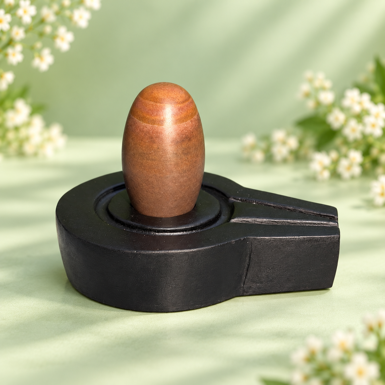 Narmadeshwar Shivling, 1.5″ height · 3″ Jaladhari