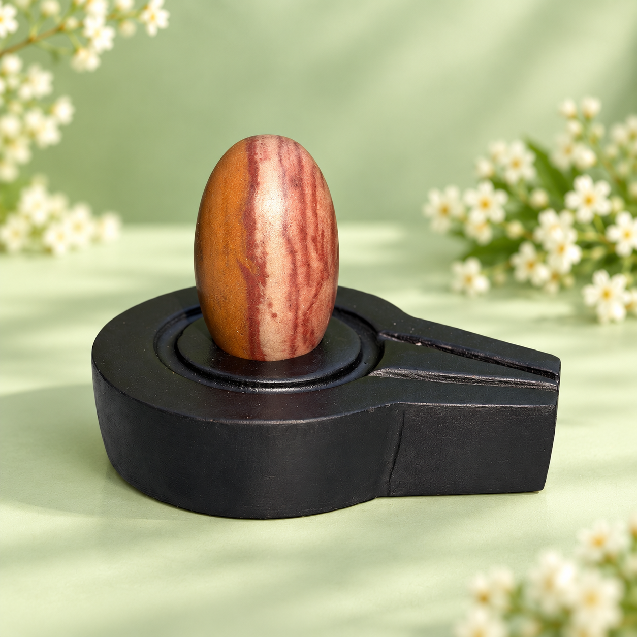 Narmadeshwar Shivling, 1.5″ height · 3″ Jaladhari
