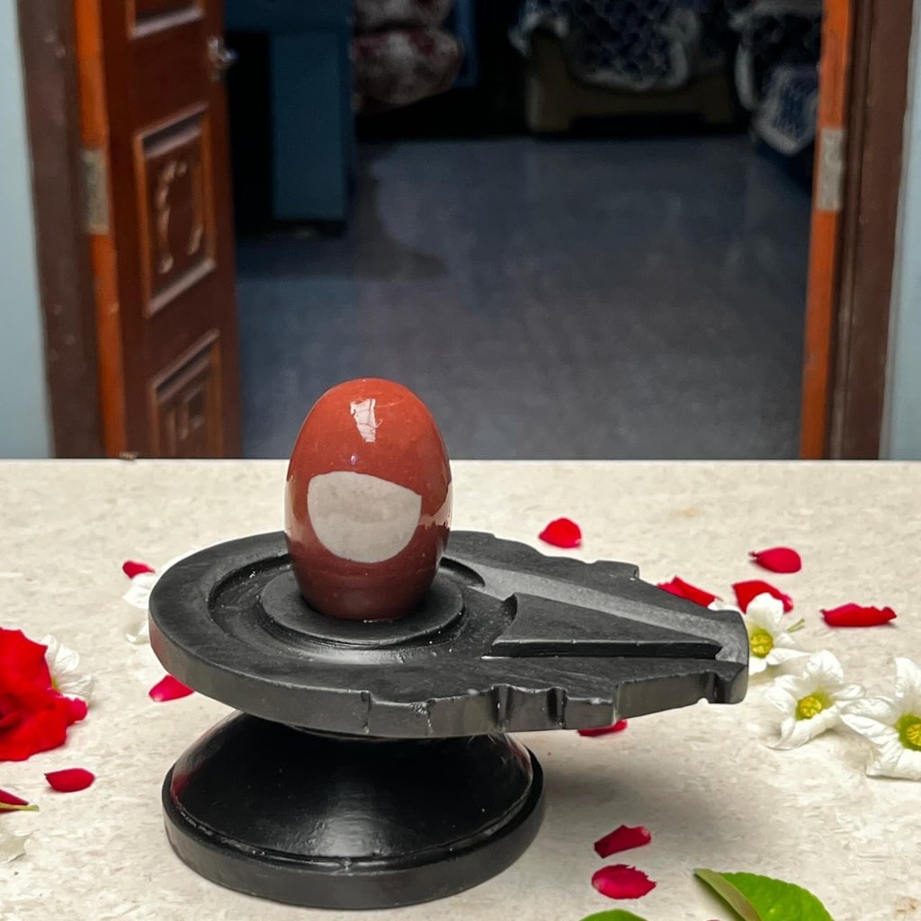 3-inch Narmadeshwar Shivling with 6-inch Damru Jaladhari