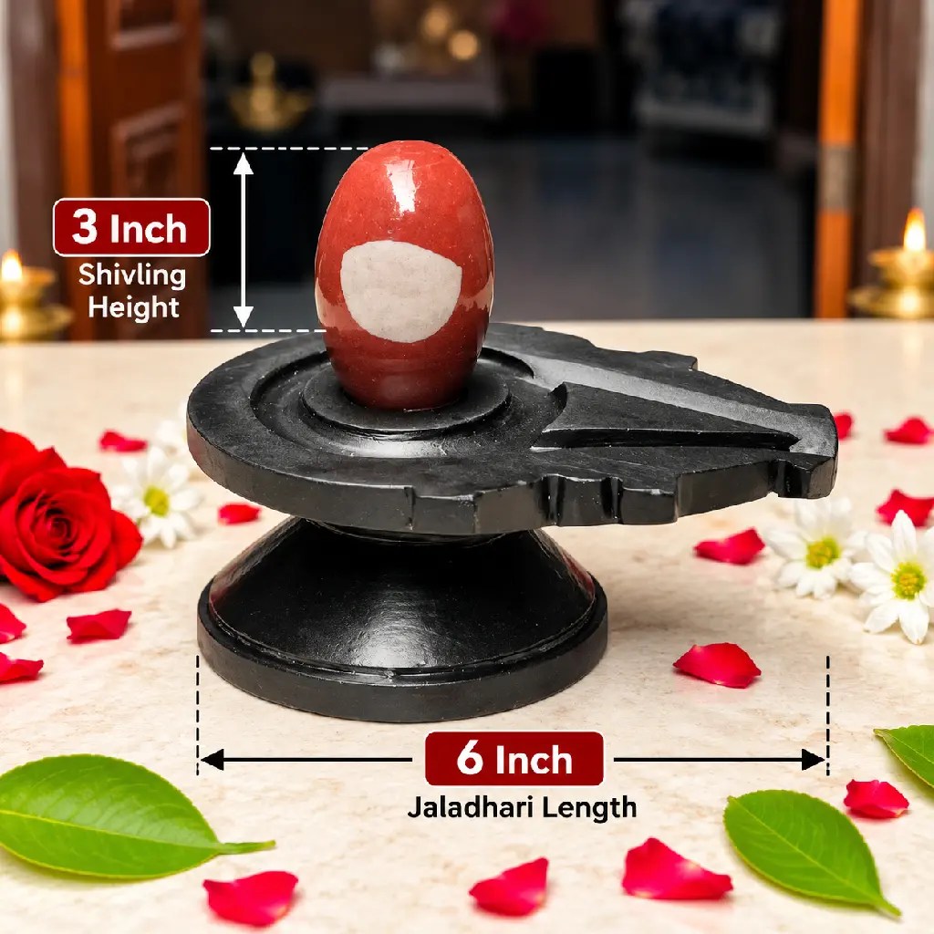 3 Inch Adbhut Narmadeshwar Shivling with 6 Inch Black Damru Jaladhari — Product photo 2