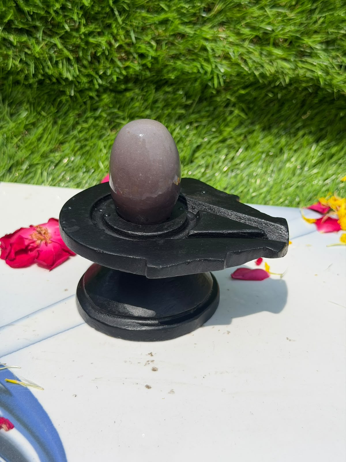 2-inch Narmadeshwar Shivling · Soft Rose Grey — Original product photo