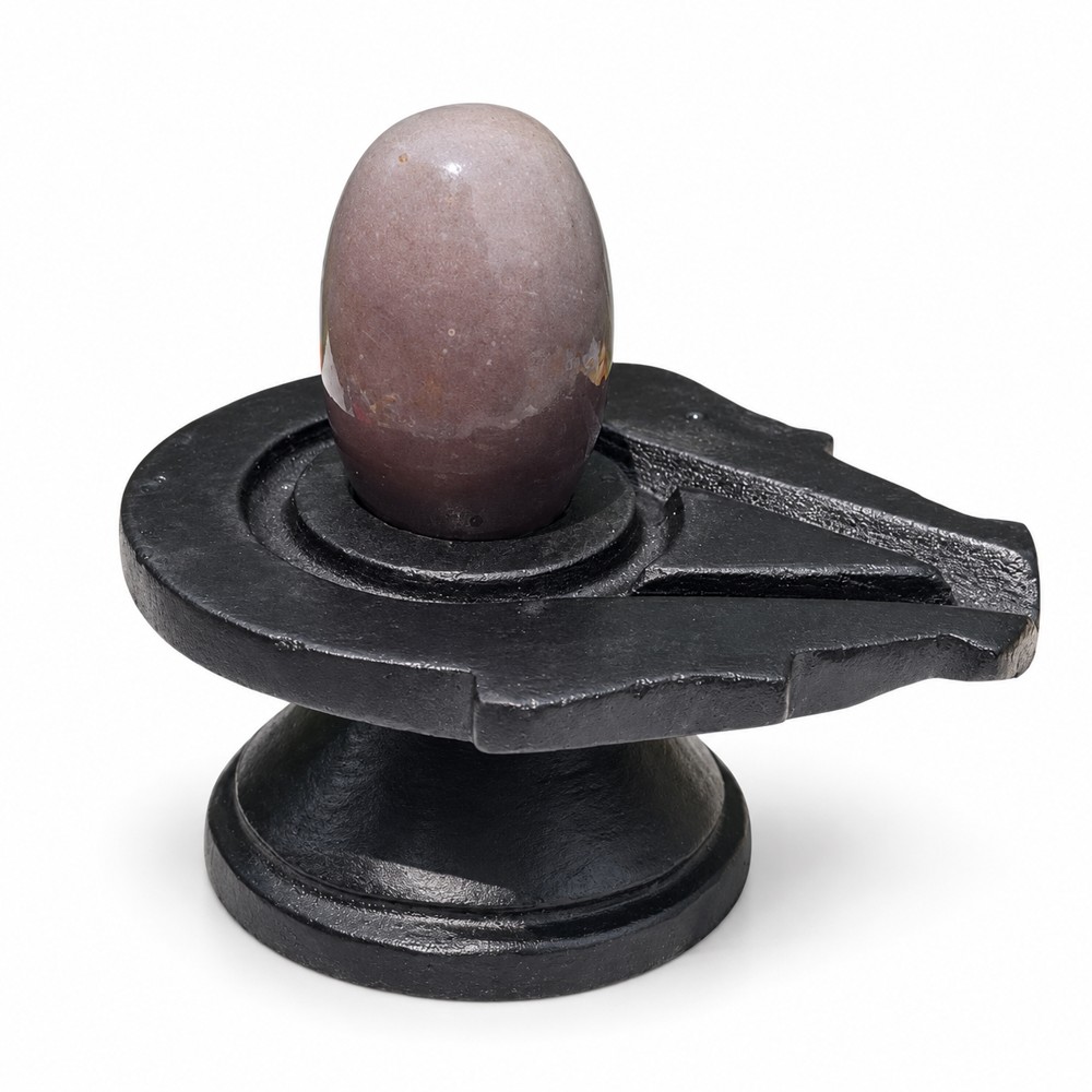 2-inch Narmadeshwar Shivling · Soft Rose Grey — White background edit