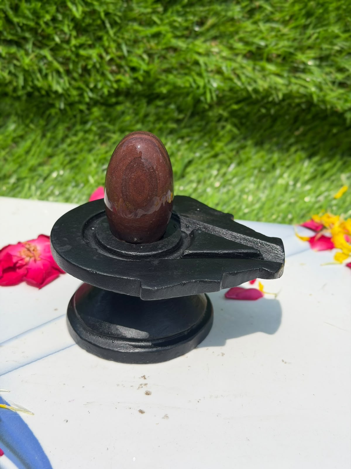 2-inch Narmadeshwar Shivling · Warm Rust Oval — Original product photo