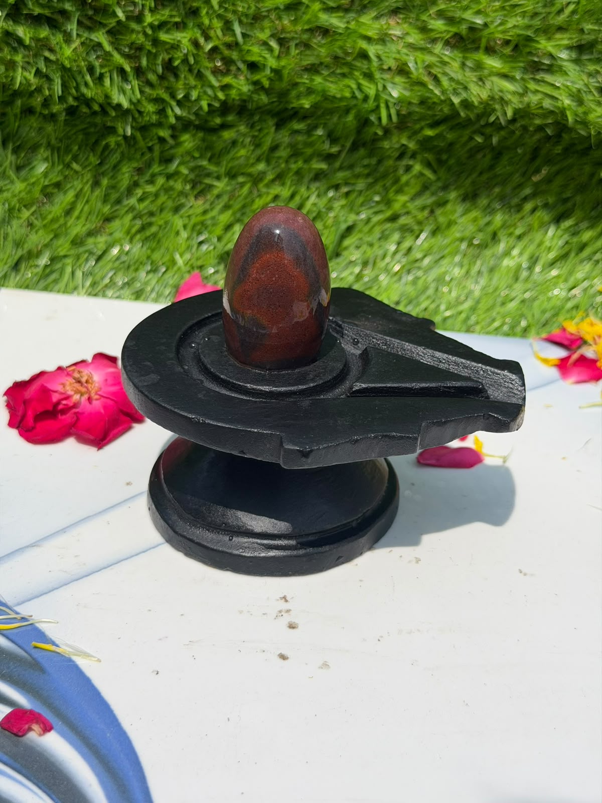 2-inch Narmadeshwar Shivling · Rust Teardrop Pattern — Original product photo